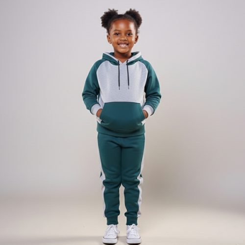 Krump Ug Bangi Kids Tracksuits(Pine Green-Grey)