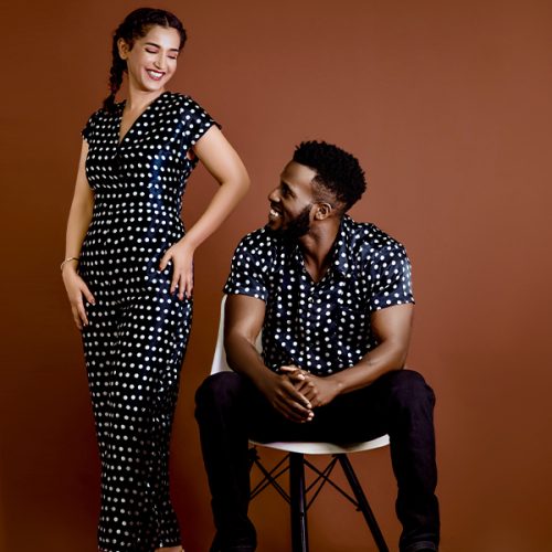 Krump Ug Dinky polka dot Jumpsuit/shirt Pack( Navy blue)