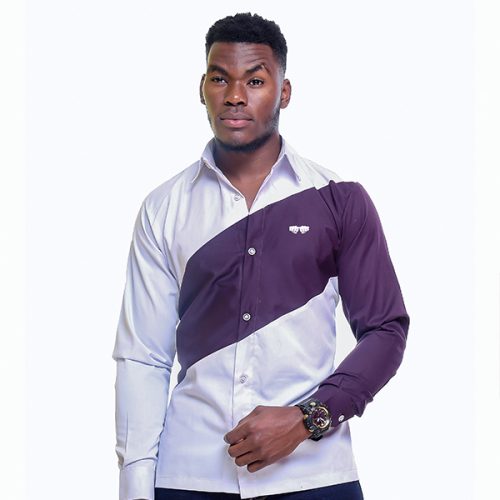 Krump Ug wave shirt (white color,purple color block)