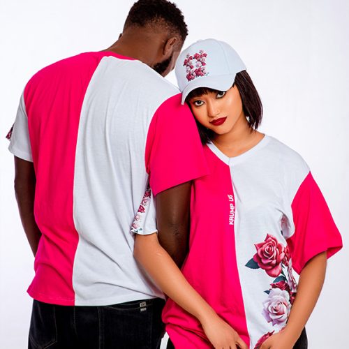 Krump Ug couple Revamped DC V-neck T-shirts (Pink,white)