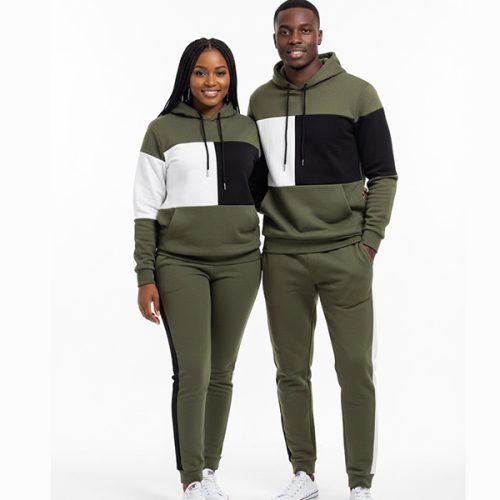 Krump Ug couple colour block Tracksuits(army green)