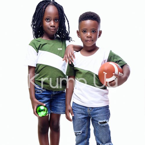 Krump Ug Kids Round neck wave T-shirts A pair(army green/white)