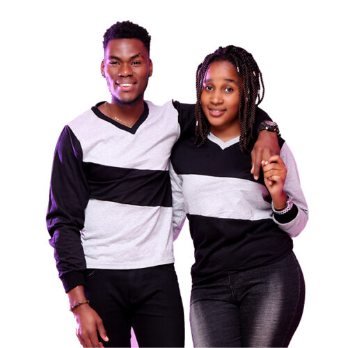 Krump Ug Couple 2pack Long sleeve wave N-neck T-shirts(Black, grey)