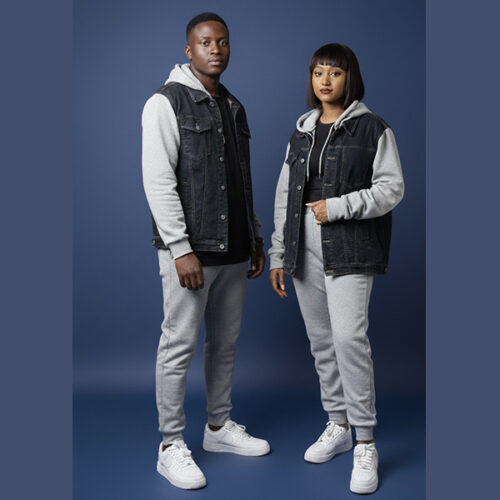 Krump Ug Couple Denim Hoodie jacket- Match sweatpants