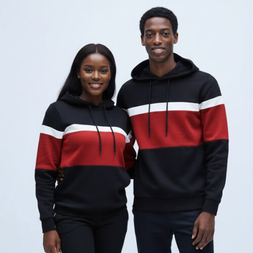 Krump Ug Couple Colour block Hoodies(Black)